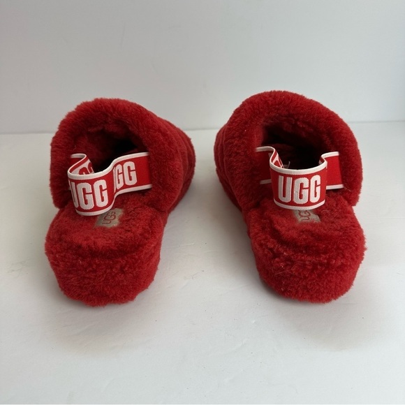 Ugg Fluff Yeah Slides Women’s 7 EU 38 Slippers Shoes Red Logo Platform Fuzzy - Picture 3 of 10